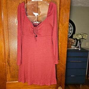 Lush Burnt Russet Color Dress Women’s M | New With Tags Midi Fall Dress